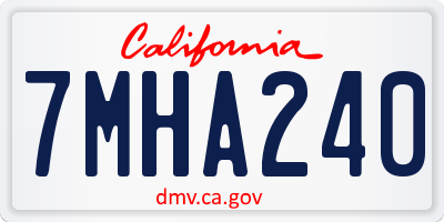 CA license plate 7MHA240