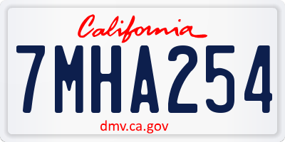 CA license plate 7MHA254