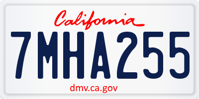 CA license plate 7MHA255