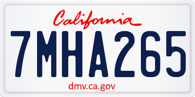 CA license plate 7MHA265