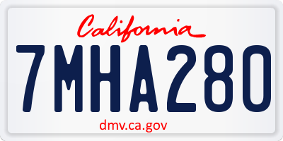 CA license plate 7MHA280