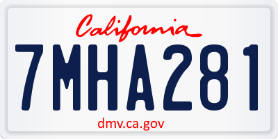 CA license plate 7MHA281