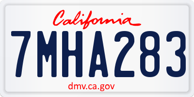 CA license plate 7MHA283