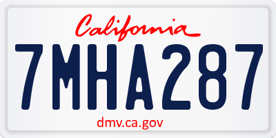 CA license plate 7MHA287
