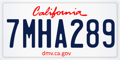 CA license plate 7MHA289