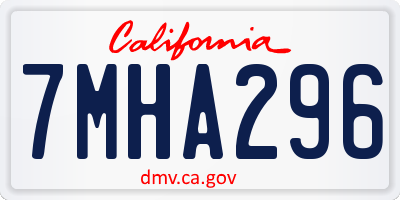 CA license plate 7MHA296
