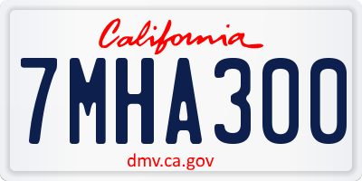 CA license plate 7MHA300