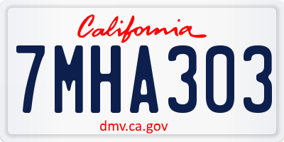CA license plate 7MHA303