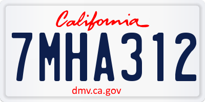 CA license plate 7MHA312