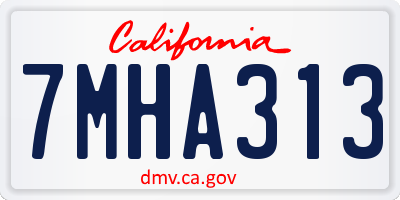 CA license plate 7MHA313