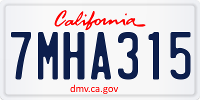 CA license plate 7MHA315