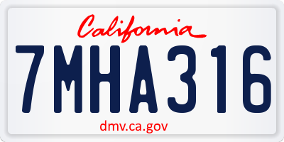 CA license plate 7MHA316