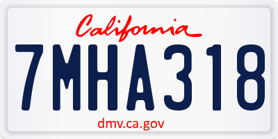 CA license plate 7MHA318