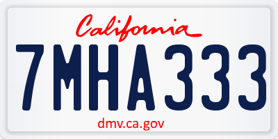CA license plate 7MHA333