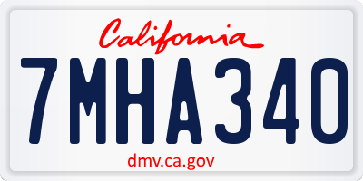 CA license plate 7MHA340