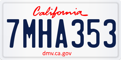 CA license plate 7MHA353