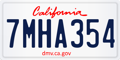 CA license plate 7MHA354