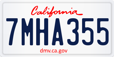CA license plate 7MHA355