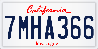 CA license plate 7MHA366