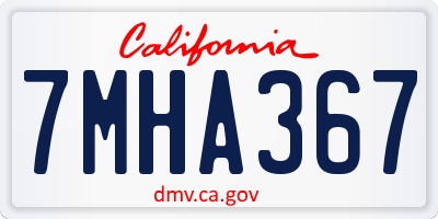 CA license plate 7MHA367