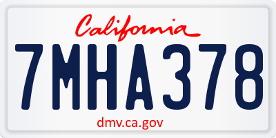 CA license plate 7MHA378