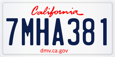CA license plate 7MHA381