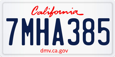 CA license plate 7MHA385