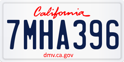 CA license plate 7MHA396