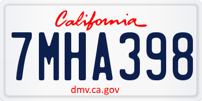 CA license plate 7MHA398