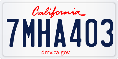 CA license plate 7MHA403