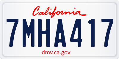 CA license plate 7MHA417