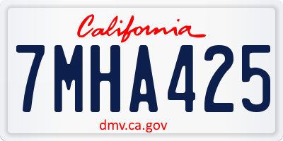 CA license plate 7MHA425