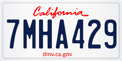 CA license plate 7MHA429