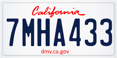 CA license plate 7MHA433