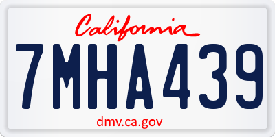 CA license plate 7MHA439