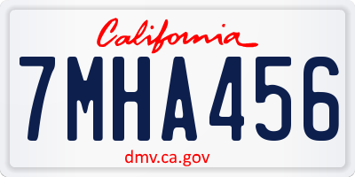 CA license plate 7MHA456