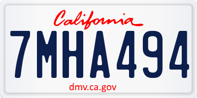 CA license plate 7MHA494