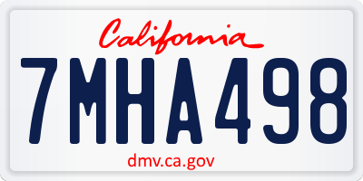 CA license plate 7MHA498