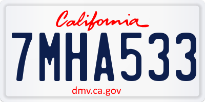 CA license plate 7MHA533