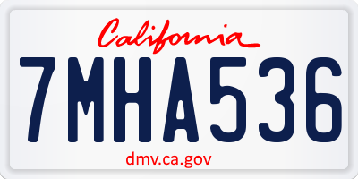 CA license plate 7MHA536