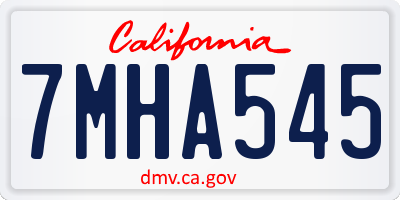 CA license plate 7MHA545