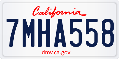 CA license plate 7MHA558
