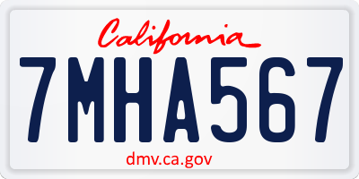 CA license plate 7MHA567