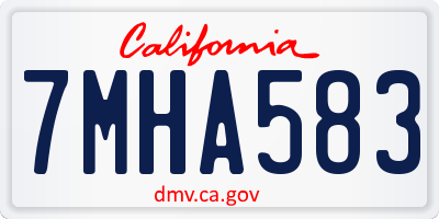 CA license plate 7MHA583
