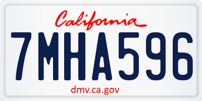 CA license plate 7MHA596