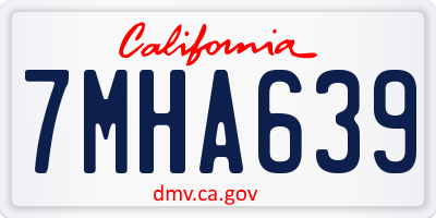 CA license plate 7MHA639