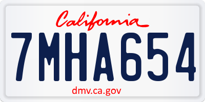 CA license plate 7MHA654