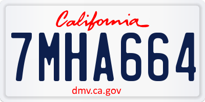CA license plate 7MHA664