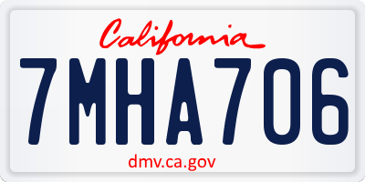 CA license plate 7MHA706