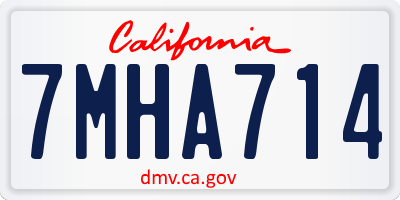 CA license plate 7MHA714